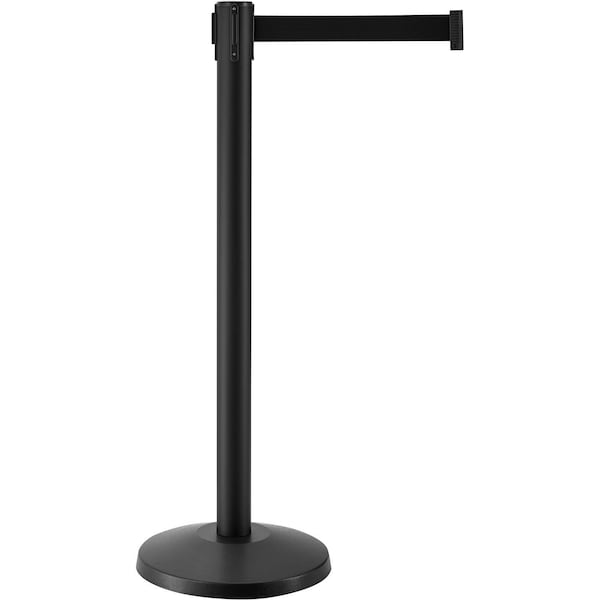 Global Industrial Retractable Belt Barrier, 40 Black Post, 7-1/2ft Black Belt, 2PK 708414BK - main